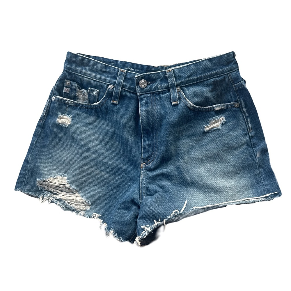 AG Adriano Goldschmied Blue Distressed Jean Shorts